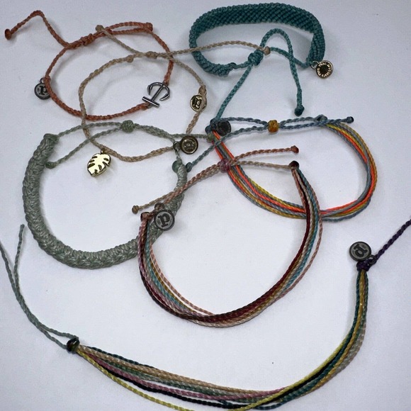 Pura Vida Bracelet Lot Anchor Leaf Charm Braided Multi Strand COlor Set 7 Rope - Picture 1 of 6